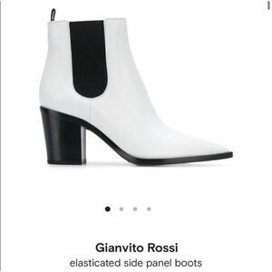 Gianvito Rossi Western Chelsea Booties White Leather Elasticated Side Panel Boot
